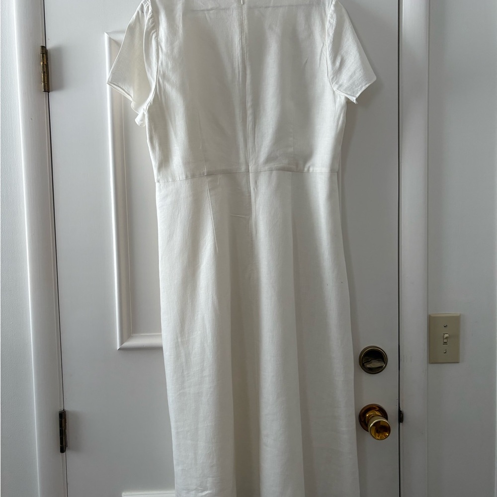 Madewell Cream Button-Front Lined Linen Midi Dress - Picture 2 of 8